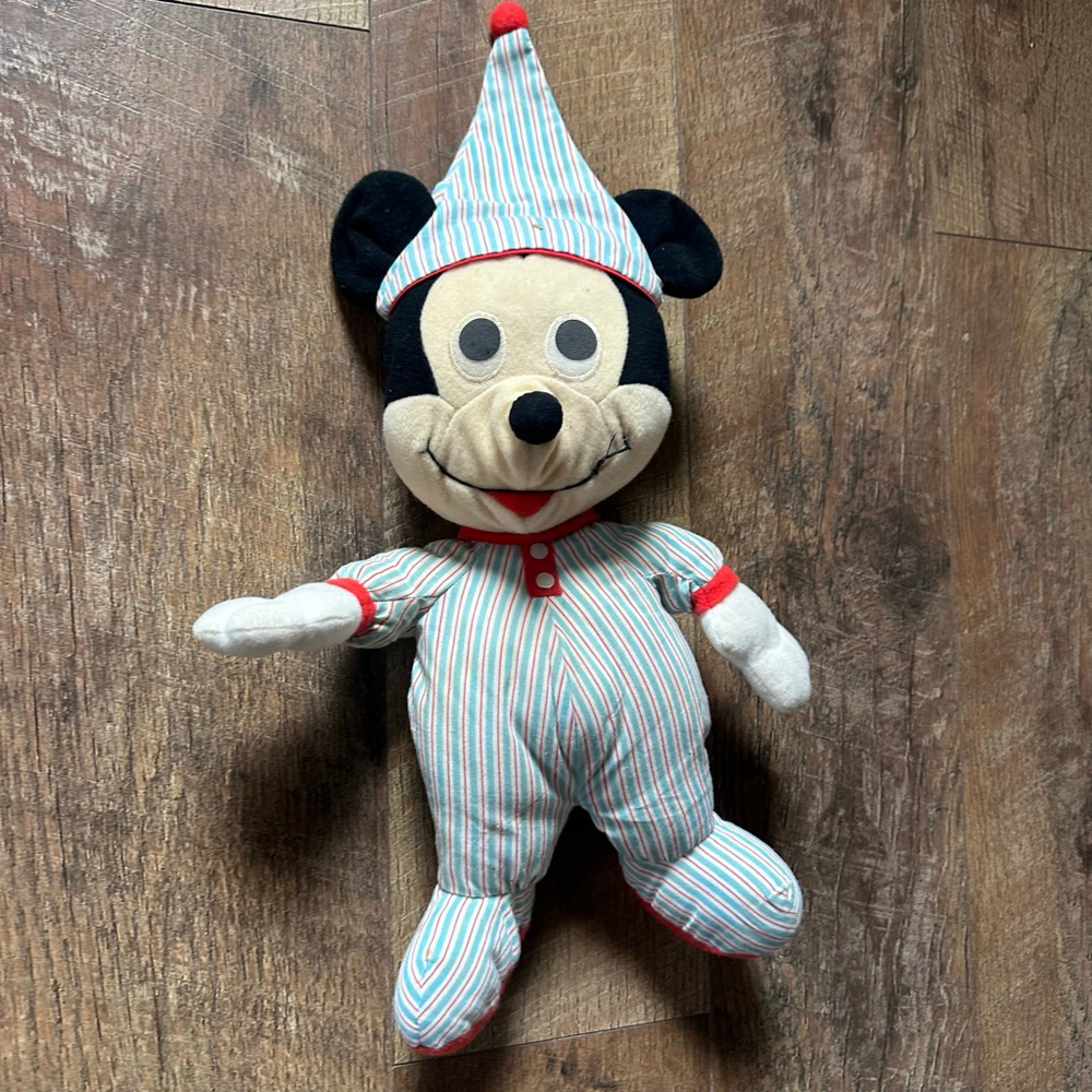 vintage Hasbro "Beddy Bye" Mickey Mouse plush doll from the 1980s